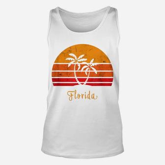 Florida Retro Vintage Sunset Palm Tree Tropical Beach Sunset Unisex Tank Top | Crazezy AU