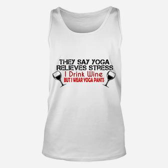 For Women Men Funny Drink Wine Wear Yoga Pants Unisex Tank Top | Crazezy AU