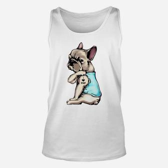 French Bulldog Tattoos I Love Dad Sitting Gift Father's Day Unisex Tank Top | Crazezy DE