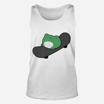 Frog On Skateboard Kawaii Aesthetic Cottagecore Unisex Tank Top | Crazezy