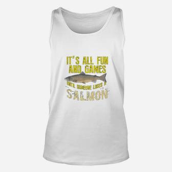 Funny Salmon Fishing Freshwater Saltwater Fish Gift Unisex Tank Top | Crazezy CA