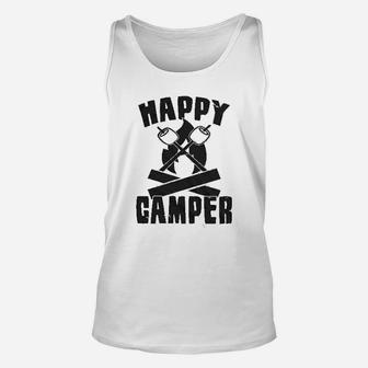 Happy Camper Funny Camping Cool Hiking Graphic Vintage Unisex Tank Top | Crazezy DE