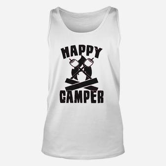 Happy Camper Funny Camping Hiking Cool Vintage Graphic Retro Unisex Tank Top | Crazezy DE
