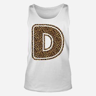 Letter D Leopard Print Initial Case Funny Birthday Gift Unisex Tank Top | Crazezy