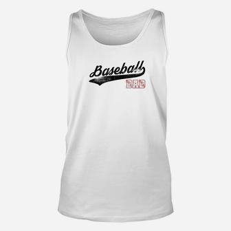 Mens Baseball Inspired Dad Fathers Day Distressed Premium Unisex Tank Top | Crazezy