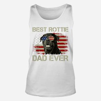 Mens Best Rottie Dad Ever Tshirt Rottweiler American Flag Gift Unisex Tank Top | Crazezy