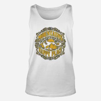 Mountains Are My Happy Place Cool Vintage Hiking Camping Unisex Tank Top | Crazezy DE