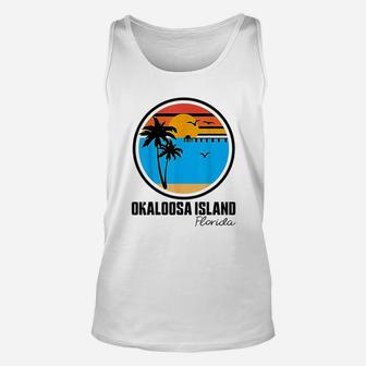 Okaloosa Island Florida Sunset Ocean Palm Tree Fishing Unisex Tank Top | Crazezy