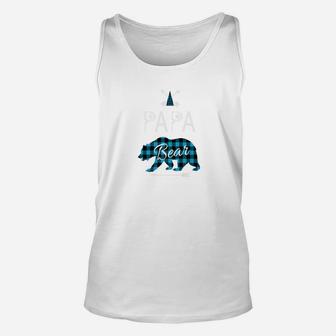 Papa Bear Shirt Buffalo Plaid Blue Family Christmas Camping Unisex Tank Top | Crazezy AU