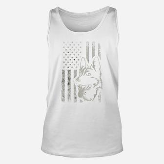Patriotic German Shepherd American Flag Dog Lover Gift Unisex Tank Top | Crazezy