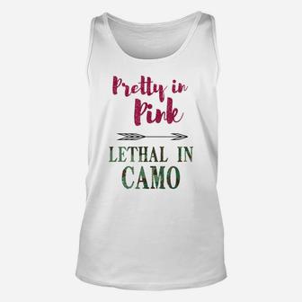 Pretty In Pink Lethal In Camo Hunting Unisex Tank Top | Crazezy