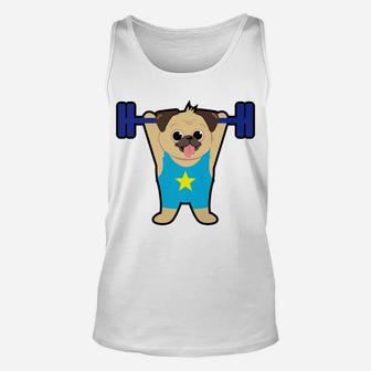 Pug Weight Lifting Funny Dog Lover Workout Fitness Gym Unisex Tank Top | Crazezy