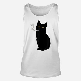 Rebel Smoking Bad Black Cat Funny Black Cat Gift Unisex Tank Top | Crazezy