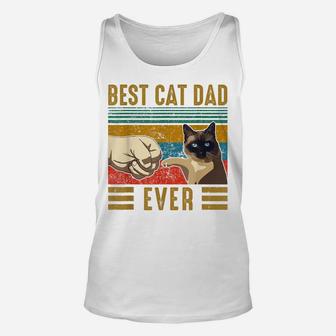 Retro Vintage Best Cat Dad Ever Fathers Day Siamese Cat Gift Unisex Tank Top | Crazezy
