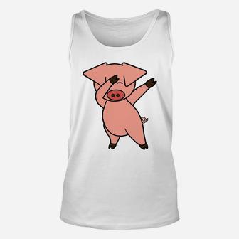 Southerndesigntees Funny Dab Dancing Pink Pig Unisex Tank Top | Crazezy