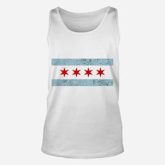 Sweet Vintage Retro Chicago Flag Red Six Pointed Stars Unisex Tank Top | Crazezy