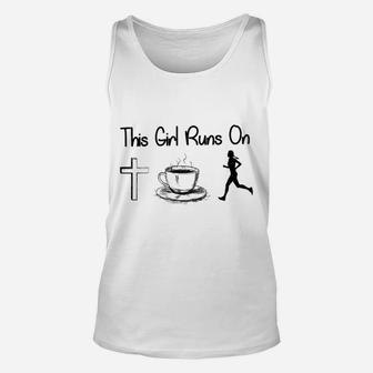 This Girl Runs On Jesus - Coffee And Running Unisex Tank Top | Crazezy CA