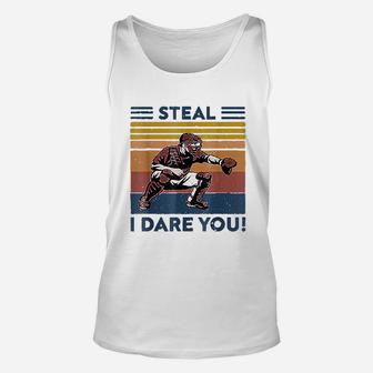 Vintage Steal I Dares You Baseball Funny Unisex Tank Top | Crazezy