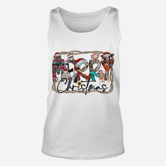 Western Country Farm Animals Cow Merry Christmas Cows Pigs Unisex Tank Top | Crazezy