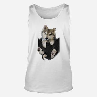 Wolf White Pup In Pocket Wolves Tee Shirt Gifts Unisex Tank Top | Crazezy UK