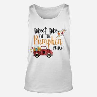 Womens Meet Me At The Pumpkin Patch Cute Vintage Truck Love Fall Raglan Baseball Tee Unisex Tank Top | Crazezy AU