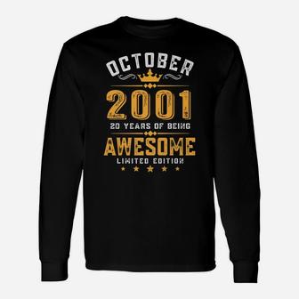 20Th Birthday Gift 20 Years Old Awesome Since October 2001 Unisex Long Sleeve | Crazezy CA
