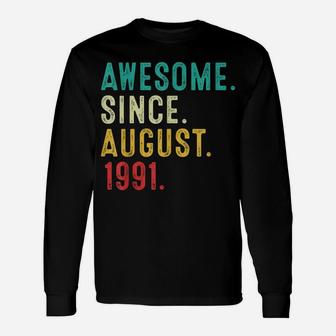 30Th Birthday 30 Years Old Vintage Awesome Since August 1991 Unisex Long Sleeve | Crazezy