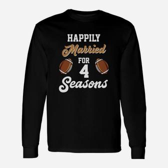 4th Anniversary For Football Lover Husband Wife Gift Unisex Long Sleeve | Crazezy UK