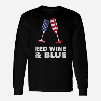 4Th July Red Wine And Blue | Funny America Usa Flag Unisex Long Sleeve | Crazezy AU