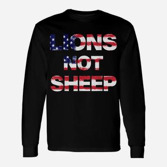 4Th Of July Lions Not Sheep Vintage American Patriot Flag Unisex Long Sleeve | Crazezy DE