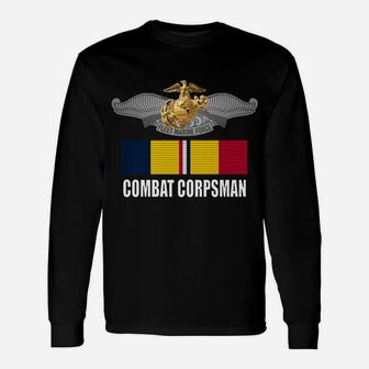 8404 Combat Corpsman Eagle Globe Anchor Veteran T Shirt Unisex Long Sleeve | Crazezy