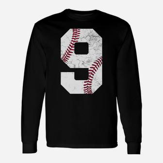 9th Birthday Baseball Boys Nine Number 9 Ninth Gif Unisex Long Sleeve | Crazezy CA