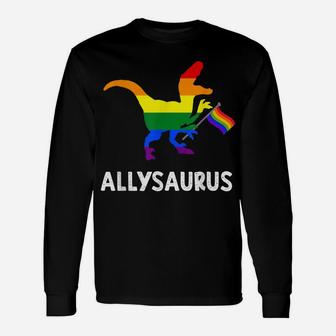 Allysaurus Trans Ally T Rex Dinosaur Gay Pride Parade Lgbt Unisex Long Sleeve | Crazezy