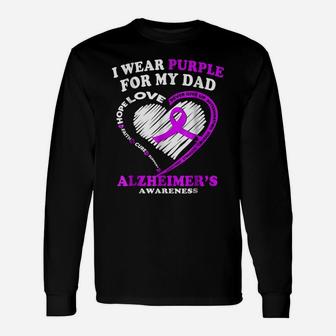 Alzheimers Awareness Shirt - I Wear Purple For My Dad Unisex Long Sleeve | Crazezy AU