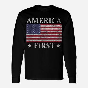 America First Usa American Flag Patriot Stars And Stripes Unisex Long Sleeve | Crazezy