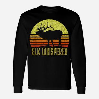 American Elk Hunter Dad Vintage Retro Sun Bow Hunting Gift Unisex Long Sleeve | Crazezy CA