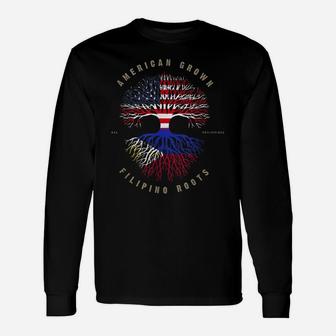 American Grown Filipino Roots Philippines Flag Unisex Long Sleeve | Crazezy CA
