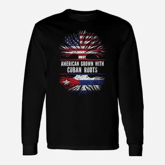 American Grown With Cuban Roots Usa Flag Cuba Unisex Long Sleeve | Crazezy CA