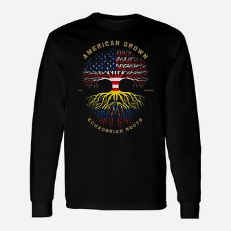 American Grown With Ecuadorian Roots Tree Usa Flag Gifts Unisex Long Sleeve | Crazezy AU