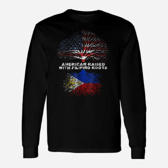 American Raised With Filipino Roots Philippines Unisex Long Sleeve | Crazezy CA