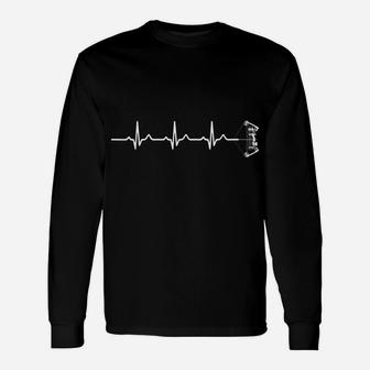 Archery Heartbeat With Bow Hunting Image Gift For Archer Unisex Long Sleeve | Crazezy