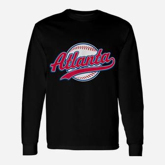 Atlanta Tee Vintage Baseball Throwback Retro Design Unisex Long Sleeve | Crazezy CA