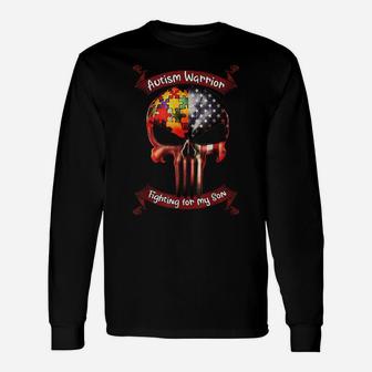 Autism Warrior Fighting For My Son Gifts For Mom Dad Parents Unisex Long Sleeve | Crazezy