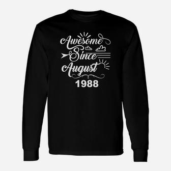 Awesome Since August 1988 T-Shirt - 30Th Birthday Gifts Unisex Long Sleeve | Crazezy