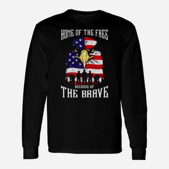 Bald Eagle American Flag Military Veterans Patriotic Brave Sweatshirt Unisex Long Sleeve | Crazezy