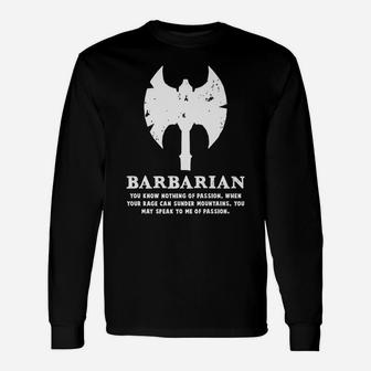 Barbarian Gamer D20 Dice Dungeon Dragons Gaming Gift Unisex Long Sleeve | Crazezy