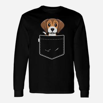 Beagle Dog In Pocket Tee Shirts Men Women Beagle Lover Gift Unisex Long Sleeve | Crazezy