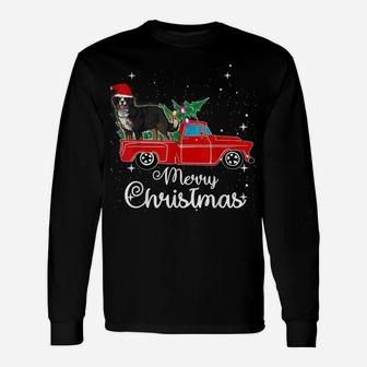 Bernese Mountain Dog Rides Red Truck Christmas Pajama Shirt Unisex Long Sleeve | Crazezy