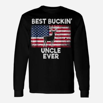 Best Buckin Uncle Ever Deer Hunting American Flag Unisex Long Sleeve | Crazezy