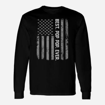 Best Pop Pop Ever Vintage American Flag T Shirt For Dad Papa Unisex Long Sleeve | Crazezy DE